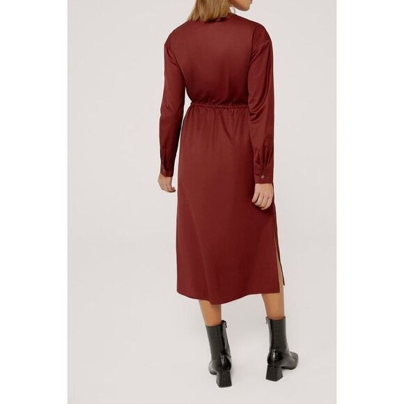 NWT Nordstrom Harshman Belinda A-Line Midi Burgundy Holiday Fall Dress Large - Picture 2 of 14